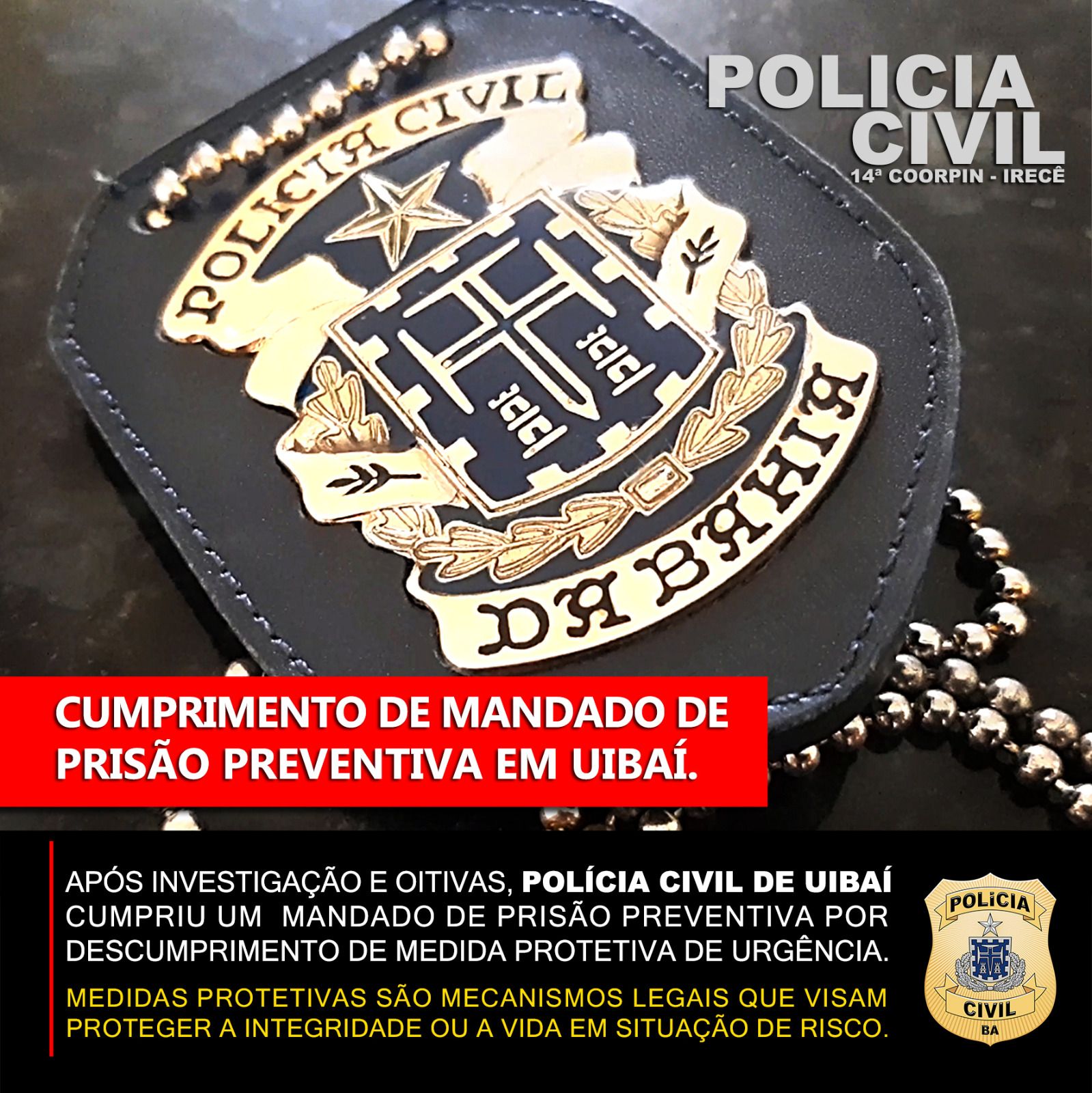 CUMPRIMENTO DE MANDADO DE PRISÃO PREVENTIVA