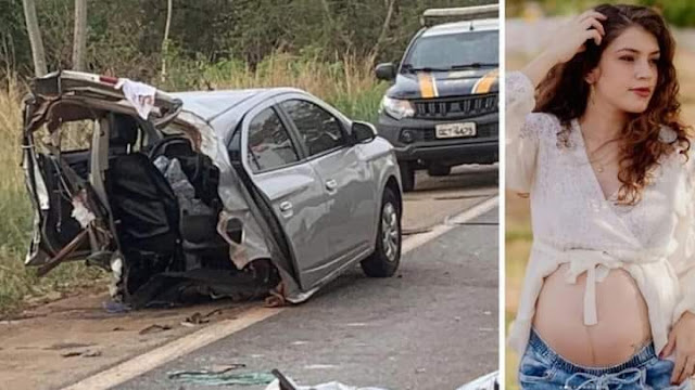 Jovem grávida morre após acidente de carro a caminho do hospital