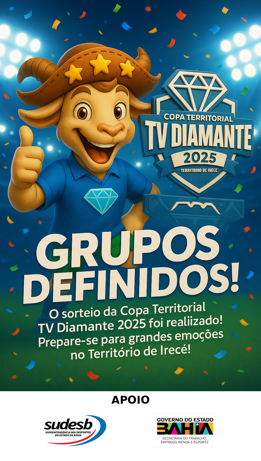 EPORTE:Grupos Definidos para a Copa Territorial TV Diamante 2025 no Território de Irecê